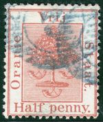 South Africa ORANGE FREE STATE QV Stamp ½d Used BLUE Numeral *2*{samwells}BLUE34
