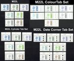 2022 M22L BARCODED LOW VALUE MACHIN SINGLES SETS - COLOUR, DATE OR CYLINDER TABS