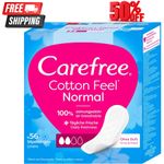 Carefree Cotton Feel Normal Panty Liners, 56 Count (Pack of 1)