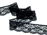 Dainty Black Floral Nottingham Flat Lace Trim 2.5”/6.5cm CHOOSE LENGTH