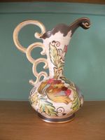 Vintage 1950s Henri Bequet,  Qauregnon, Belgium, hand-painted ceramic pitcher