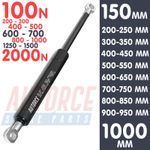 UNIVERSAL GAS STRUT HEAVY LID SUPPORT 150MM-1000MM 100N-2000N with EYELET HEAD
