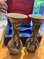 Fine Meiji era Satsuma Vase Pair - original box