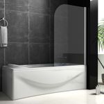 Glass Over Bath Shower Screen Pivot 800x1500mm AICA 6 mm Easy Clean Glass Panels