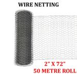 1800mm x 50 metre Galvanised Chicken Rabbit Mesh Wire Netting Fence Aviary