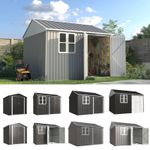 BIRCHTREE Garden Shed With Window Doors Outdoor Steel Apex Roof Tool Foundation