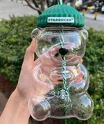 2026 NEW Starbucks Barista Bear Glass Cup(500ml) Limited Edition Christmas Cup
