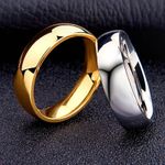 Women Men Plain Silver Gold Band Titanium Steel Couple Engagement Rings 6 - 13✅