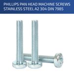 M4 X 80MM PHILLIPS PAN HEAD MACHINE SCREWS STAINLESS STEEL DIN 7985