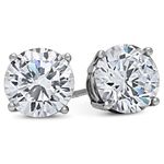 MENS 4 Carat CZ Stud Earrings Round large guys cubic zirconium WHITE GOLD FILLED