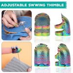 Metal Sewing Thimbles Set 4pcs Rainbow Finger Guards Medium Size Adjustable