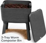 3-Tray Worm Composter Bin Ventilated Design & Moisture Control
