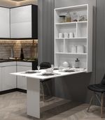 Wall Mounted Foldable Kitchen Table ABI Cabinet Modern White Wotan Oak Black
