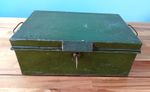 Large Vintage Green Metal Military Storage Strong Box with Key