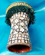 Egyptian Mother of Pearl Wooden Drum-Tabla-Doumbeck 10.5 cmHead and 14.5cm  High