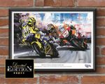 VALENTINO ROSSI NICKY HAYDEN limited edition art print by Greg Tillett size A3