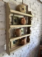 Vintage Set Of Distressed Cream Painted Wall Shelves