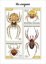 SPIDERS Arachnids Insects Spider MNH 4v-Stamp Sheet #1 (2022 Togo)