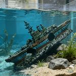 Large Sunken Shipwreck Aquarium Ornament–Broken Battleship Fish Tank Decoration