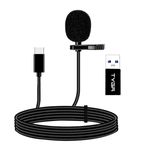 TYGA USB C Lavalier Mic with Noise Reduction, 1.5m Microphone + USB C A Adapter