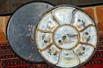 Antique Japanese Meiji Taisho Porcelain Sweetmeat Set Lacquer Case c1900