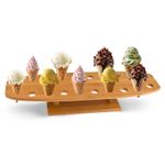 Bamboo Cone Holder Round 10 & 20x Hole Wooden Ice Cream Charcuterie Rack Stand