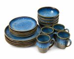 16 Piece Reactive Glaze Stoneware Dinner Set Green Plates Bowls Mugs Kitchen