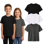 2 Pack Boys Girls Plain T Shirts Cotton Short Sleeve PE School Tops Ages 4-11