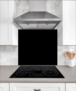 Black heat resistant glass kitchen splashback