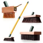 BLUEMARS 3-in-1 Wire Broom Weed Brush Set, Telescopic Pole for Patio & Garden