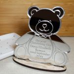PERSONALISED CHRISTENING GIFT PRESENT TEDDY BEAR KEEPSAKE MIRROR PLAQUE BOY GIRL
