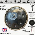 Handpan Drum 22inch 10 Notes 440Hz w/Bag Stand Hammers Meditation Music Gift UK