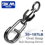 25~50Pcs Black Ball Bearing Swivels with Snap Split Ring Fishing Lure Connector