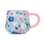 Cath Kidston Painted Pansies Blue Twisted Handle Billie Mug