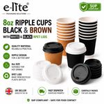 8oz Ripple Disposable Coffee Cups with Rpet Lids –Paper Takeaway Hot Cold Drink