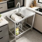 Single Bowl 201 Stainless Steel Commercial Catering Sink Kitchen Utility Sink