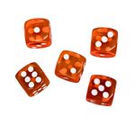 Translucent Orange 14 mm D6 Roll Playing Game Dices with White Dots