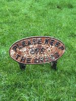 Vintage Metal Cast Iron Garden Advertising Sign Plaque Please Keep Off The Grass