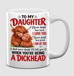 To My Daughter Highland Cow Ceramic Mug 11oz | Funny Sarcastic Birthday Gift UK