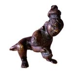 19th Century Bronze 398g Balakrishna Goddess Baby Krishna Holding Butter. Rare