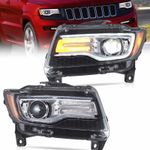 2*VLAND For Jeep Grand Cherokee 2011-13 Full LED Projector Headlights Animation