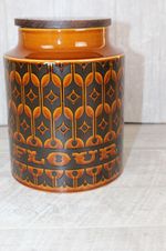 Vintage Hornsea Pottery Heirloom 1970's Art Flour Canister With Lid Large 8"