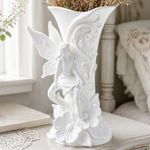 Fairy Flower Vase White Ornament | Cottagecore Decor Gift | Home Accent