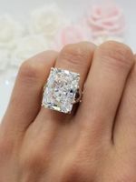 9.5Ct Radiant Cut Natural Moissanite Engagement Wedding Ring 14K White Gold