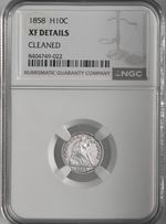 1858  H10C LIBERTY SEATED HALF DIME  NGC XF DETAILS "CLEANED" #8404749-022