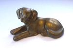 Vintage brass Laying Labrador Gun dog figurine ornament 4 x 8.5 inches