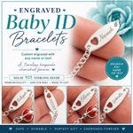 Personalised Baby ID Bracelet 925 Sterling Silver Identity Christening Ladybird