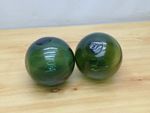 Vintage Antique Hand Blown 5" Green Glass Fishermans Ball Floats - Nautical