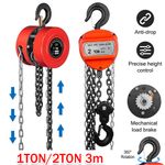 Chain Hoist Block and Tackle 2 Ton Capacity Winch Engine Lift Puller Fall 3M UK