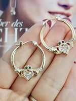 9K Gold GF Claddagh Hoop Earrings – Heart Crown Irish Design 9ct Gold Filled